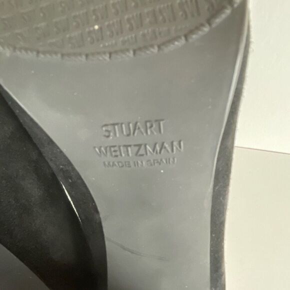 Stuart Weitzman Suede Ankle Tie Boots 8 Black - Picture 7 of 10